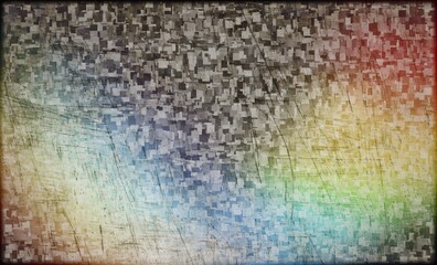 Obraz premium Noise scratched bad signal on hdtv background. Old hdtv no signal problem with heavy glitch and noise. Old tv error problem with glitch and leaks.