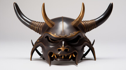 Fototapeta premium Bronze Oni Mask with Gold Accents