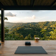 Rooftop yoga retreat rural location serene escape natural surroundings tranquil environment off-grid experience