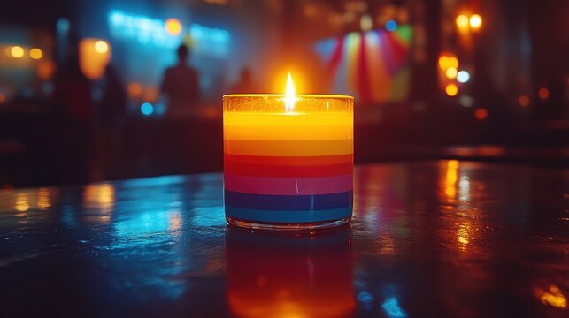 Candlelight Vigil for Transgender Remembrance Day with Pride Flag and Diverse Silhouettes