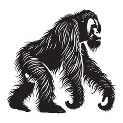 Orangutan silhouette for innovative artistic purposes - Orangutan black vector
