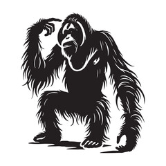 Stylish orangutan silhouette for modern digital applications - Orangutan black vector
