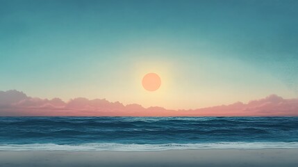 Naklejka premium minimalistic summer beach scene sun sky sand