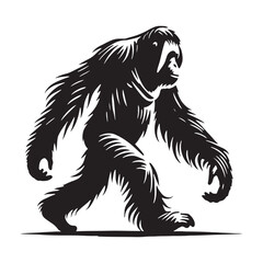 Orangutan silhouette for versatile media and print designs - Orangutan black vector
