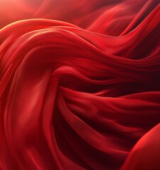 Obraz premium Flying Red Silk Fabric Abstract Digital Background, Generative AI