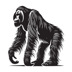 Minimalistic orangutan silhouette for versatile digital projects - Orangutan black vector

