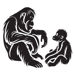 Detailed orangutan silhouette for artistic purposes - Orangutan illustration - minimallest orangutan vector
