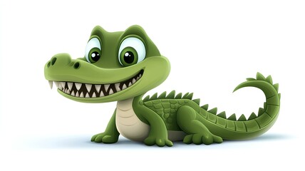 Naklejka premium 3d rendered illustration of crocodile cartoon character on white background