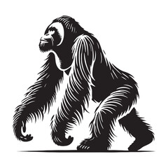 Captivating orangutan silhouette for modern design needs - Orangutan black vector
