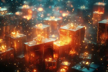 Gifts Design Digital Background with Soft Lighting, Generative AI