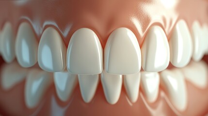 Realistic vector showing an upper row of perfectly clean, white teeth and gums, arranged in a curved formation