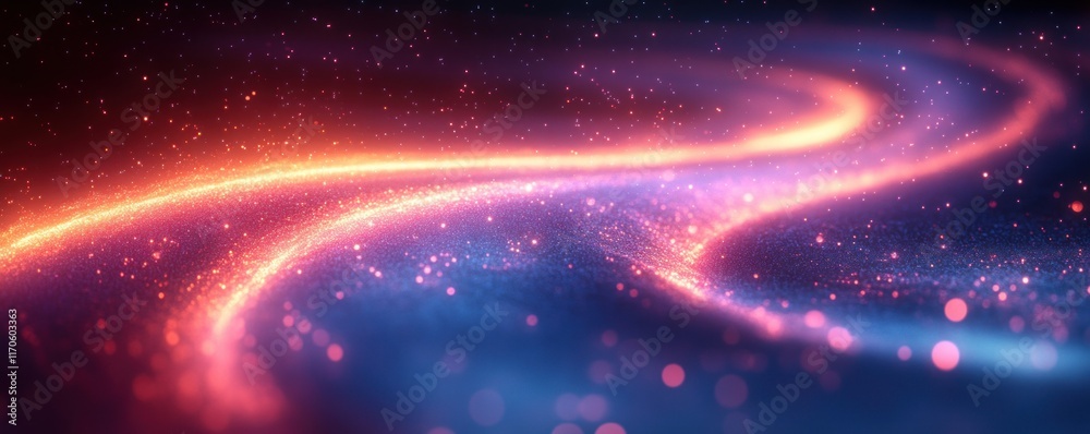 Poster Abstract Digital Background with Glowing Lines in Deep Blue and Purple Hues for Tech and Graphics