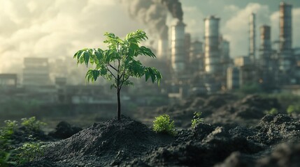 Obraz premium Reduce CO2 emission and carbon footprint, green business. Limit global warming and climate change. Sustainable development, carbon neutral industry.