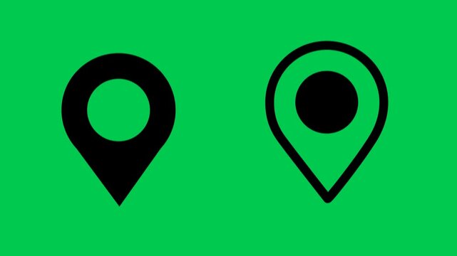 4K green screen animated pin icon with solid and stroke style. Perfect for video editing, presentations, and creative projects. Chroma key ready and customizable."