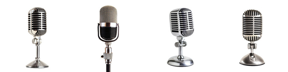 Fototapeta premium Vintage Retro Microphones for Music and Audio Recording Studio Ideal for Broadcasting Performances and Podcasting