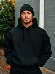 Man in Black Beanie and Hoodie