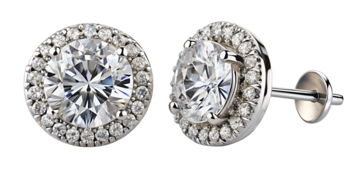 Elegant Diamond Stud Earrings on a white background