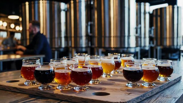 Craft brewery tasting experience showcases a variety of artisanal beers in a lively tasting room atmosphere