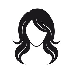 Woman Hair Icon Silhouette with flowing locks and modern style for creative design