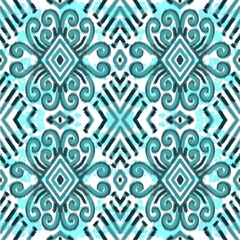 Geometric ethnic oriental ikat seamless pattern traditional Design for background, carpet, wallpaper, clothing, wrapping, Batik,f abric, Vector illustration.embroidery style