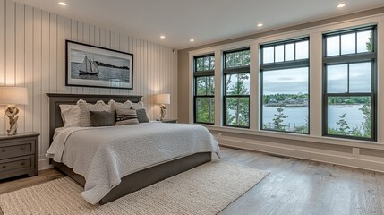 Coastal Serenity: A Seaside Cottage Bedroom with Nautical Charm and Ocean Views