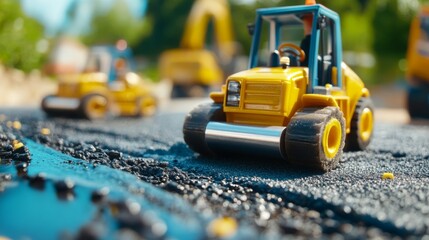 Obraz premium Vibrant Construction Scene with Detailed Equipment Focus