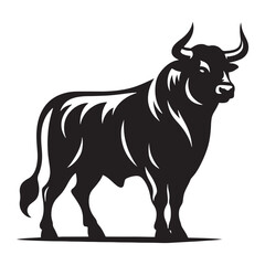 Majestic ox silhouette for innovative media designs - Ox black vector
