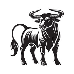 Unique ox silhouette for creative media projects - Ox illustration - minimallest ox vector
