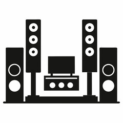 Home Theater Silhouette Vector Art