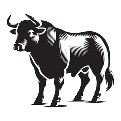 Powerful ox silhouette for innovative media uses - Ox black vector
