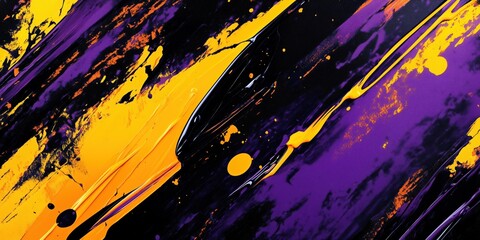Energetic Abstract Strokes in Purple and Yellow
