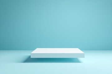 A white rectangular platform floating in the air, with a light blue background