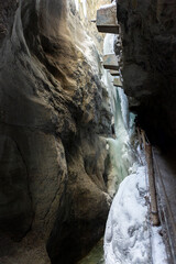 Partnachklamm or Partnach gorge in wintertime