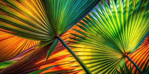Obraz premium Abstract Macro Photography of Palm Trees - Vibrant Textures, Patterns, and Colors in Nature's Tropics