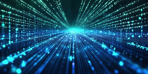 Abstract Digital Light Beams in a Futuristic Virtual Space