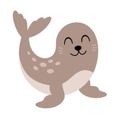 Seal clipart. Cute Arctic animal clipart. Hand draw vector illustration in flat style