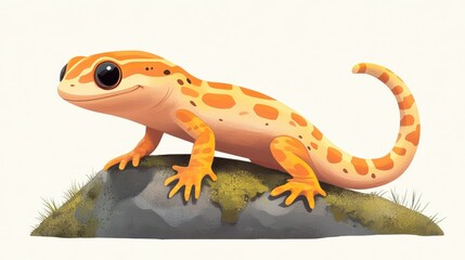 Obraz premium Cute orange gecko perched on a rock.