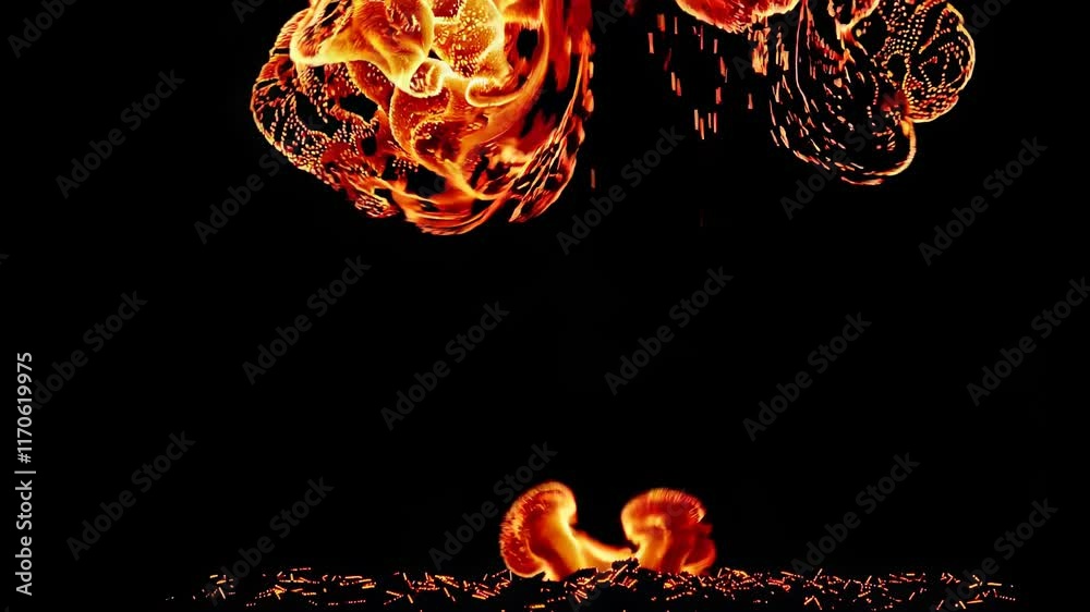 Poster spectacular display of fiery explosions and sparks captured in a dark environment