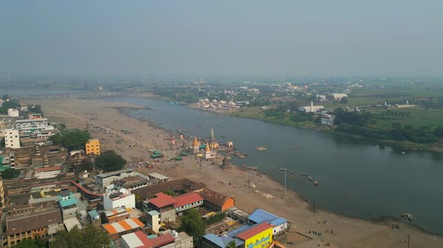 chandrabhaga river pandharpur drone view