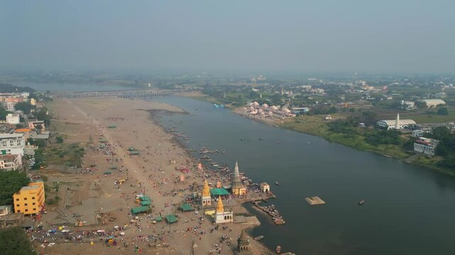 pandharpur drone view panning to right side