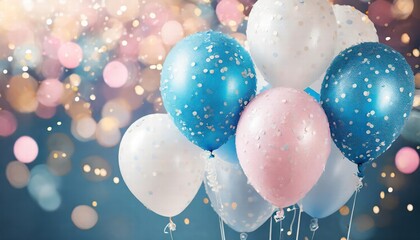 Celebrate the Exciting Gender Reveal with Stunning Balloons and Glitter Invitation for Your Baby Shower Pink and Blue Theme for a Memorable Reveal Party