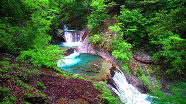 【動画】新緑の時期の西沢渓谷・七ツ釜五段の滝