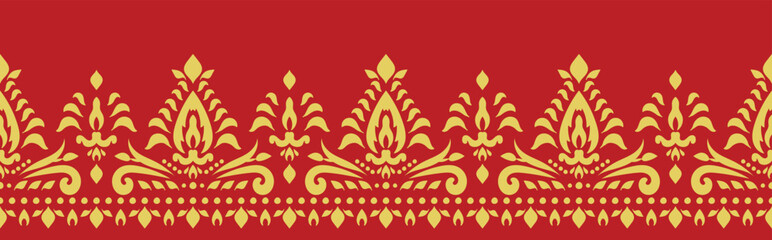 Ethnic border ornament pattern. Geometric oriental seamless pattern. Vintage element vector illustration. Baroque Floral Aztec tribal. Design for frame, textile, fabric, clothing, carpet, background.