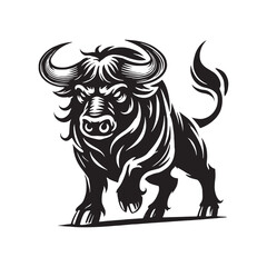 Powerful angry ox silhouette for versatile projects - Angry ox illustration - minimallest angry ox vector
