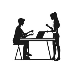 Silhouette Design of Young People Communicating, Group of People in Conversation