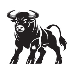 Bold angry ox silhouette for unique artistic projects - Angry ox illustration - minimallest angry ox vector
