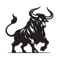 Majestic angry ox silhouette for modern design projects - Angry ox illustration - minimallest angry ox vector
