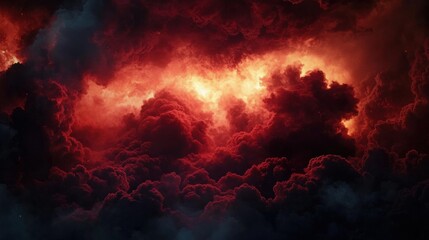 Dramatic Red Black Clouds Chiaroscuro Sky Landscape