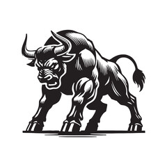 Dynamic angry ox silhouette for versatile media uses - Angry ox illustration - minimallest angry ox vector
