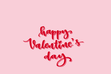 Romantic pink backdrop featuring red lettering spelling happy valentine's day with heart shaped dot adorning lowercase i